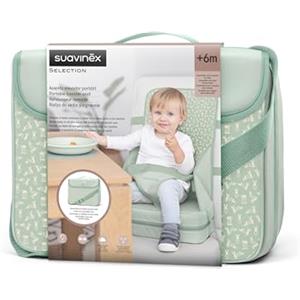 Suavinex Seggiolone Portatile per Bambini +6 Mesi, Verde | Rialzo per Seggiolone, Universale Trasformabile in Borsa, Facile da Pulire, Leggero con Imbracatura, Morbido con Schienale