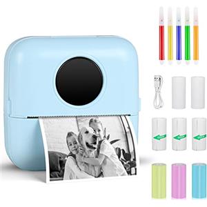 GuKKK Mini Stampante Fotografica, Mini Stampante Termica,Stampante Fotografica Istantanea Portatile, Mini Stampante Termica Bluetooth con Ricarica USB Stampante, per Note, Diario, Elenco (X5-LS)