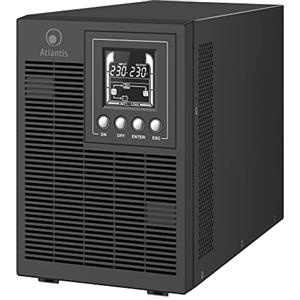 Atlantis A03-OP2002P PRO UPS OnLine Gruppo di Continuità Server Doppia conversione Onda Sinusoidale Pura 2000VA 1800W, Tower, display LCD, USB, seriale RS-232, 4 uscite IEC, slot SNMP, 4x12V-9Ah
