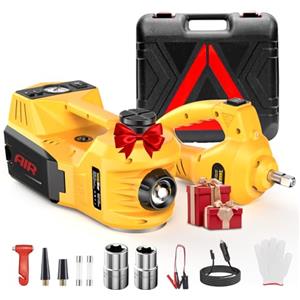 TaskStar Cric per auto Kit, 12V 5 Ton Cric idraulico per auto elettrico (portata: 15,5-45 cm) con chiave elettrica e gonfiatole, Professionale per auto Pickup emergenza Cambio gomme Garage Riparazione