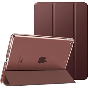 MoKo Cover per Nuovo iPad 9 2021 / iPad 8 2020 / iPad 7 2019, iPad 10.2 Case Ultra Sottile Leggero Custodia in Tri-fold Auto Sveglia/Sonno con Retro Semi-trasparente Rigido, Marrone