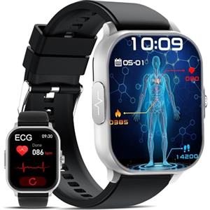 YYKY 2026 Nuovo smartwatch misura ????li????????m???????? ECG pressione sanguigna arteriosa orologio,HRV,cardiofrequenzimetro,Apnea Notturna,Sonno,SpO2,Acido Urico,2.01"ecg watch con Chiamate Bluetooth perdonna uomo
