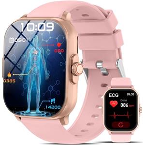 YYKY 2026 orologio smartwatch donna misura ECG ????li????????m???????? pressione sanguigna arteriosa,HRV,cardiofrequenzimetro,ᴀᴘɴᴇᴀ ɴᴏᴛᴛᴜʀɴᴀ,Sonno,SpO2,Acido Urico,2.01" ecg watch con Chiamate Bluetooth