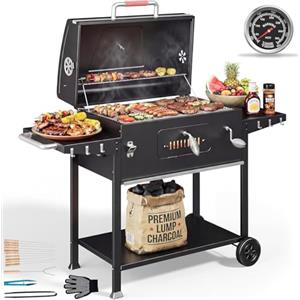 Devoko Barbecue Carbonella XXL, BBQ Barbecue a Carbone, Barbecue Portatile per Giardino/Campeggio/Esterno, Incluso Griglia da Barbecue 71 x 43 cm/Termometro/Pinza da Cucina/Guanti da Barbecue