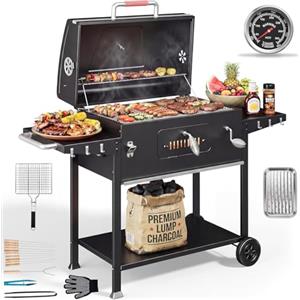 Devoko Barbecue Carbonella XXL, BBQ Barbecue a Carbone, Barbecue Portatile per Giardino/Campeggio/Esterno, Incluso Griglia da Barbecue 71 x 43 cm/Termometro/Pinza da Cucina/Guanti da Barbecue