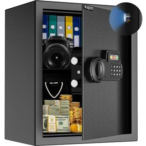WASJOYE Cassaforte da Armadio o Muro, Cassetta di Sicurezza con Tastierino Numerico e Chiav, Digitale Casseforti Personale per Casa, Ufficio, Hotel, Soldi, Documenti, Gioielli, 43L(42 * 35 * 33cm)