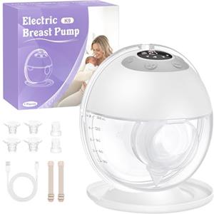 Haokoo Tiralatte Elettrico Indossabile Senza Mani, Tutto in Uno Tira Latte Neonati Elettrico per Uso Quotidiano e Lavoro, 4 Modalità 12 Livelli, Senza BPA, Flange 17/19/21/24/27 mm, 1 Pezzi