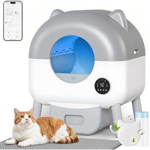 Devoko lettiera automatica per gatti, upgrade grande capacità, lettiera autopulente elettrica con controllo APP, adatta per gatti fino a 12 kg, include cat litter gatto con LED 6 colori.