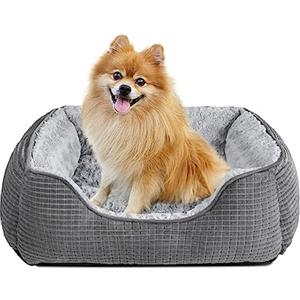JOEJOY Cuccia Cane Interno, Cuccia per Cani di Piccola Taglia, Bordi Rialzati, Antiscivolo Cuccia Cane, Letto per Cani Lavabile, Cuscino per Cani, Grigio, S 51×48×15cm