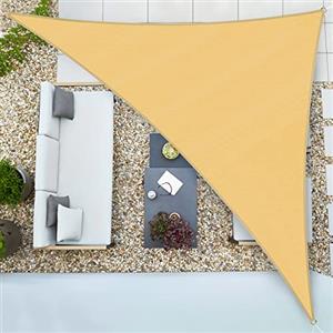 Duerer Tenda a Vela Ombreggiante Triangolare 5 x 5 x 5m Vela Parasole Blocco 95% UV Tenda da Sole da All'aperto Giardino, Balconi, Terrazza, Campeggio-Sabbia