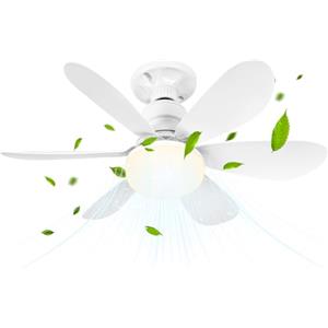 BuzzoXerex Ventilatore da Soffitto con Luce e Telecomando, 52CM Piccoli Lampadario con Ventilatore da Soffitto, E27 Plafoniera Led Soffitto Silenziosa, Velocità, Luminosità e Memoria