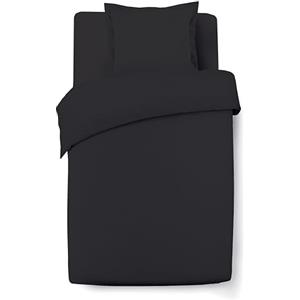 VISION Parure Copripiumino 100% Cotone per Letto Singolo - Tinta unita Nero | 1 Copripiumino (140×200 cm) + 1 Federa (65×65 cm) | 57 Fili/cm² | Morbido e Confortevole | Certificato Oeko-Tex