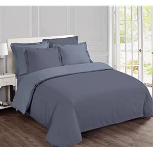 VISION Parure Copripiumino Reversibile 100% Cotone per Letto Matrimoniale maxi - Grigio Grigio Perla | 1 Copripiumino (240×220 cm) + 2 Federe (65×65 cm) | 57 Fili/cm² | Morbido | Oeko-Tex