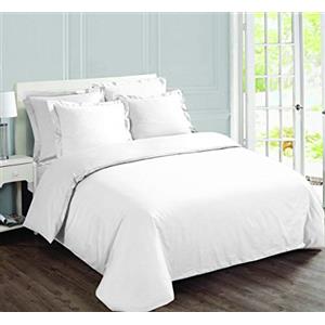 VISION Parure Copripiumino 100% Cotone per Letto Matrimoniale - Tinta unita Bianco | 1 Copripiumino (200×200 cm) + 2 Federe (65×65 cm) | 57 Fili/cm² | Morbido e Confortevole | Certificato Oeko-Tex