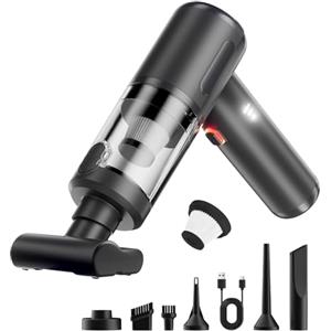Anluomafuy Aspirabriciole Senza Fili, 20000Pa Aspirapolvere Auto Portatile, Mini Aspirapolvere Potente, Motore Senza Spazzole, Filtro HEPA, 3 Livelli di Velocità, 7 Accessori, per Casa/Auto/Animali