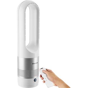 tectake® Ventilatore a Torre Silenzioso, Ventilatore Portatile a Piantana Senza Pale, 8 Velocità, Oscillazione 80°, Timer Regolabile, Pannello Touch LED, Telecomando, Per Casa e Ufficio - Bianco