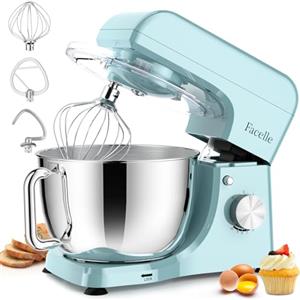 Facelle Impastatrice Planetaria Professionale, 1300W, 10 Velocità e Funzione Pulse, Contenitore Inox 5.5 L, Piedini antiscivolo, Coperchio con apertura, Uncino, Mescolatore, Frusta sbattitrice