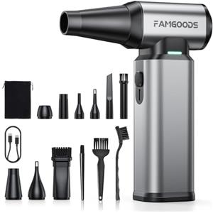 Famgoods Aria Compressa Elettrico, 180000 Giri/Min, Aria Compressa Spray a Batteria da 7500 mAh Regolabile a 3 Velocità, Soffiatore Aria Compressa per Computer, Tastiera, Auto, Casa pulita, All'aperto