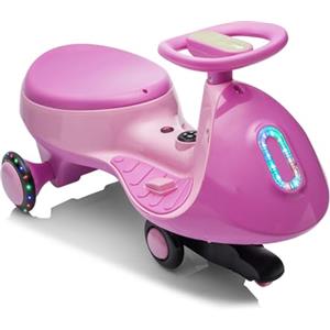 LALAHO Macchina Elettrica Per Bambini 12 V con Pedale, Auto Elettrica con 2 Velocità, Luci LED, Bluetooth, Protezione Antiribaltamento, 3 Anni in su (Rosa)