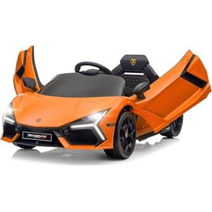 LALAHO Macchina Elettrica per Bambini 12V LAMBORGHINI REVUELTO，Telecomando e Velocità 3-5km/h, Età 3-5 Anni (Arancione)