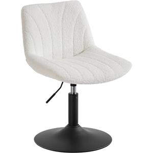 VASAGLE Sgabello da Trucco, Schienale, Sedia da Toeletta Regolabile in Altezza, Girevole a 360°, Camera da Letto Sala da Pranzo Postazione Trucco, Tessuto Peluche, Bianco Crema LJB160WD01