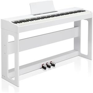 LEADZM Pianoforte Digitale a 88 Tasti, Tastiera Completamente Pesata, Pianoforte Elettrico con MIDI USB, Audio Bluetooth e Altoparlanti Stereo, 128 Toni e Ritmi, Sistema a 3 Pedali (Bianco)
