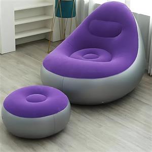 WSNDM Sedia Sofà Gonfiabile, Divano Gonfiabile Sedia Gonfiabile Portatile, Singolo Sofa Chair & Footrest, Per Campeggio, Giardino, Soggiorno Camera Da Letto Sala Lettura Ufficio Balcone