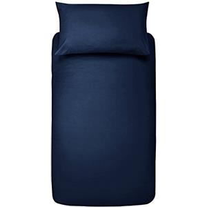 Amazon Basics Set copripiumino singolo in microfibra, 2 pezzi, copripiumino 135 x 200 cm e 1 federa da 50 x 80 cm, blu navy, tinta unita