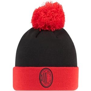 ACM 1899 AC Milan Berretto Invernale, Berretto Caldo con Logo Ufficiale AC Milan, da Uomo o Donna, Unisex, Nero/Rosso (Pom Pom)