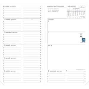 Quo Vadis 363006Q Agenda ITAL B Lingua Italiana Anno 2026 Formato 8,8x17cm Settimanale 12 Mesi Gennaio-Dicembre Carta Bianca Ricambio Agenda Blisterato Copertina in Cartone Bianco