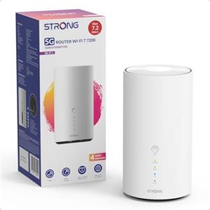 Strong Router 5G con SIM Wi-Fi 7 BE7200, Modem 5G Qualcomm Dragonwing, Wi-Fi Senza Fibra Fino A 7,2 Gbps, Ethernet 2,5 Gbps E Porta Telefonica RJ11, Connessione NFC One-Tap, WAN Failover