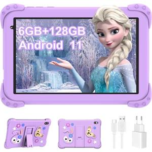 YUMBOT Tablet Bambini,8 Pollici Android 11,6GB RAM 128GB Rom per Bambini 3 a 6 8 10 Anni,Controllo Parental Doppia Fotocamera,WiFi Bluetooth,Educativo Kids Tablet con Custodia,Viola