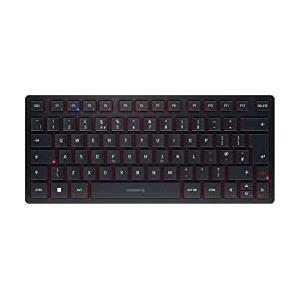 CHERRY KW 9200 MINI, Tastiera Multidispositivo Compatta per fino a 4 Dispositivi, Layout per il Regno Unito (QWERTY), Bluetooth, 2,4 GHz o Cavo, Ricaricabile, Nero