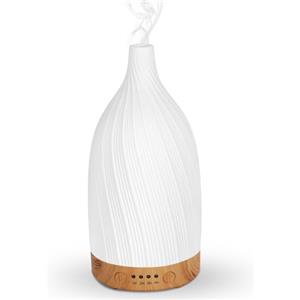GuKKK Diffusore di Oli Essenziali, GuKKK Diffusore di Aromi in Ceramica 100ML, Ultrasuoni Umidificatore Diffusori Oli Profumati Nebulizzator, con 4 Timer e 7 Colori LED Luce Notturna, per Yoga Casa Ufficio