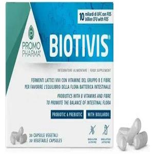 PromoPharma Biotivis - Integratore alimentare con 10 miliardi di probiotici, FOS e vitamine B - 30 capsule vegetali