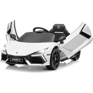 LALAHO Macchina Elettrica per Bambini 12V LAMBORGHINI REVUELTO，Telecomando e Velocità 3-5km/h, Età 3-5 Anni (Bianco)