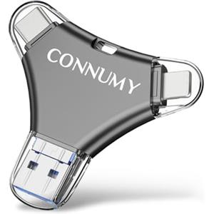 CONNUMY Chiavetta USB 256GB per Phone Memoria Esterna per Phone/Pad/Android/PC, 4 in 1 USB Pen Driveper il Backup di Foto/Video con Nessuna App.