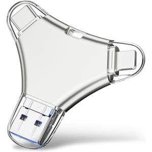 CONNUMY 128GB Memoria Esterna per Phone,Chiavetta USB 3.0 Backup di Foto/Video con Nessuna App 4 in 1 Pen Drive Chiavetta USB per Phone/Pad/Android/PC.
