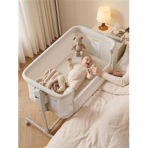 SANEWE Essential Culla Neonato Fianco Letto,Culla Next To Me 3-in-1 Oscillante con Ruote e Regolazione Altezza 6 Posizioni - Tessuto Mesh Traspirante e Materasso Morbido per Neonati e Infanti