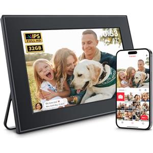 CECGAN Cornice per foto digitale WiFi da 32 GB, cornice portafoto Frameo da 10,1 pollici, touch screen HD IPS 1280 x 800, rotazione automatica, condividi foto e video istantaneamente tramite l'app Frameo da