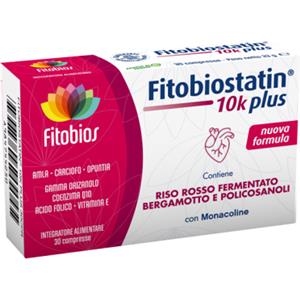 Fitobios Fitobiostatin 10K Plus - Integratore Antiossidante per il Colesterolo con Vitamina E e Coenzima Q10 - 30 Compresse