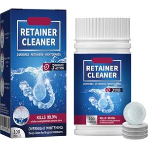 Mnozreo Compresse Apparecchi Ortodontici,Pastiglie Apparecchio,Pastiglie Bite Dentale,100PC,per una Luminosa e Antimacchia Pulizia Profonda Apparecchio