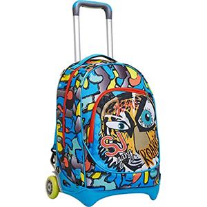 SJ GANG STYLE JAM GANG Trolley Scuola Sganciabile New Tech, Blu, Zaino con Carrello Sganciabile, 3 in 1, Triplo Uso, Trolley e Zaini, Scuola, Bambini e Ragazzi