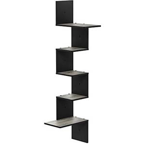 Furinno Rossi Libreria, Legno, Grigio/Nero (French Oak Grey/Nero), 5 livelli rettangolari
