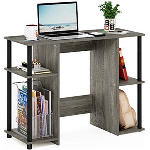 FURINNO Scrivania, Rovere Francese Grigio/Nero