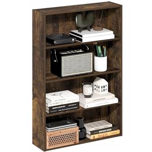 Furinno Basic Libreria a 4 Ripiani, Scaffale, Organizzatore, 6 x 24 x 35, Pino Ambra