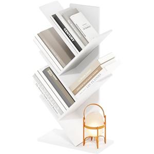Furinno Tree Bookshelf Libreria ad albero da terra a 5 livelli, Bianca