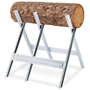 Relaxdays Cavalletto Taglialegna, Pieghevole, Supporto per Motoseghe, Acciaio, HLP 81 x 75,5 x 81, Argento