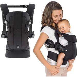 Fillikid Marsupio Neonato 0-36 Mesi 4 in 1 - Fronte Mamma, Schiena, Fronte Strada, Marsupio Ergonomico Neonati da 3,5 a 15 kg - Nero