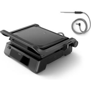 Philips Griglia elettrica 5000 Grill ampio, temperatura regolabile, 2200W | Piastre antiaderenti, e vassoio raccogli grasso rimovibili, ampia superficie, apertura a 180°, bistecchiera (HD6301/90)